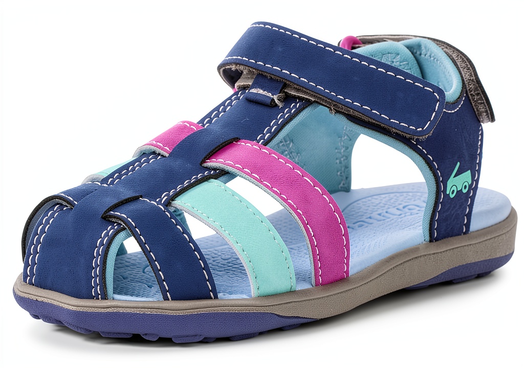 See Kai Run girls sport sandals in Dark Blue on a child's foot during play