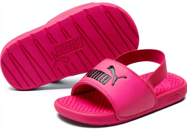 PUMA Girls Sport Sandals Leather Slip On Cushioned Footbed-4