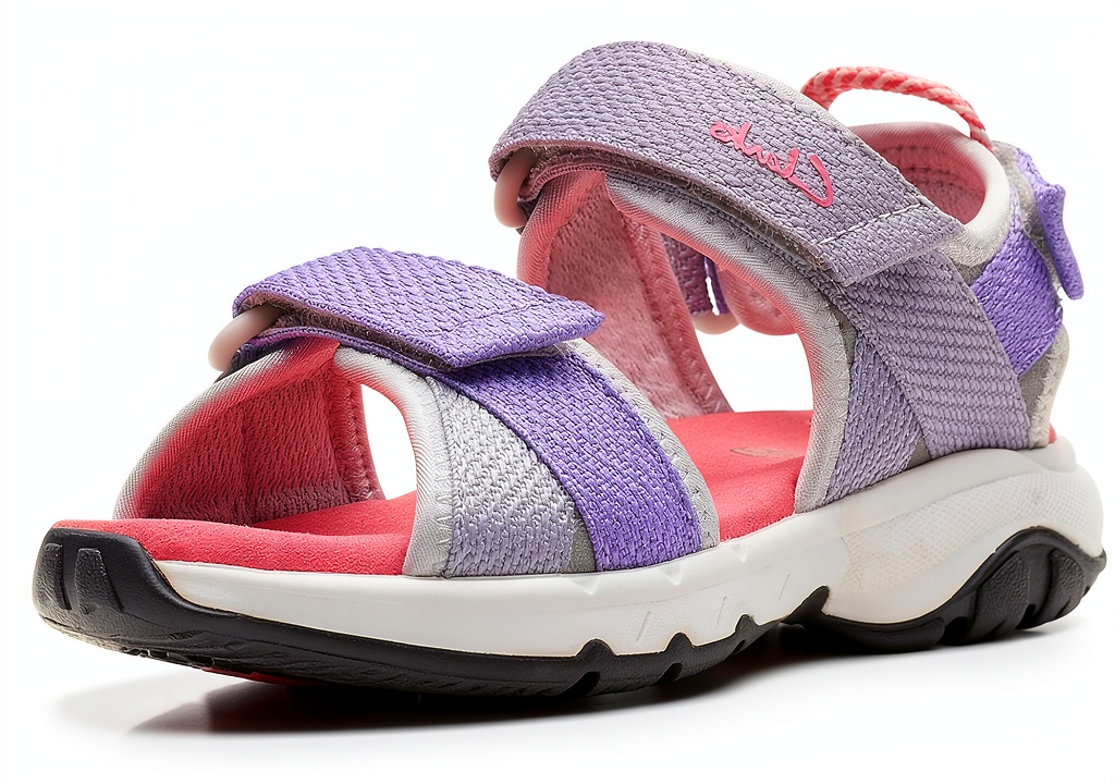 Clarks Grey Combi Sport Sandals Kids Water Friendly being worn during beach activity