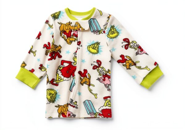 Grinch Baby Sleeper 100 Polyester Fleece Zipper Guard-3