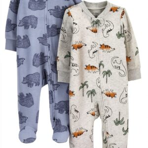 Carters Baby Boys Footed Pajamas Thermal Fabric Zipper-0