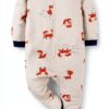 Gerber Baby Boys Sleep n Play Fox Print Zipper Outfits-2