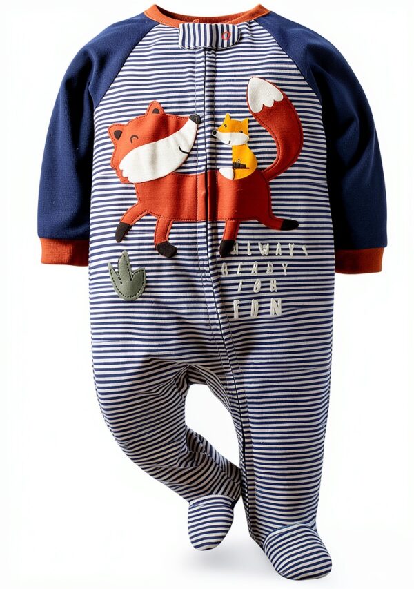 Gerber Baby Boys Sleep n Play Fox Print Zipper Outfits-1