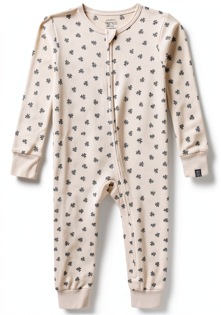 Modern Moments baby pajamas in beige with green shamrocks design
