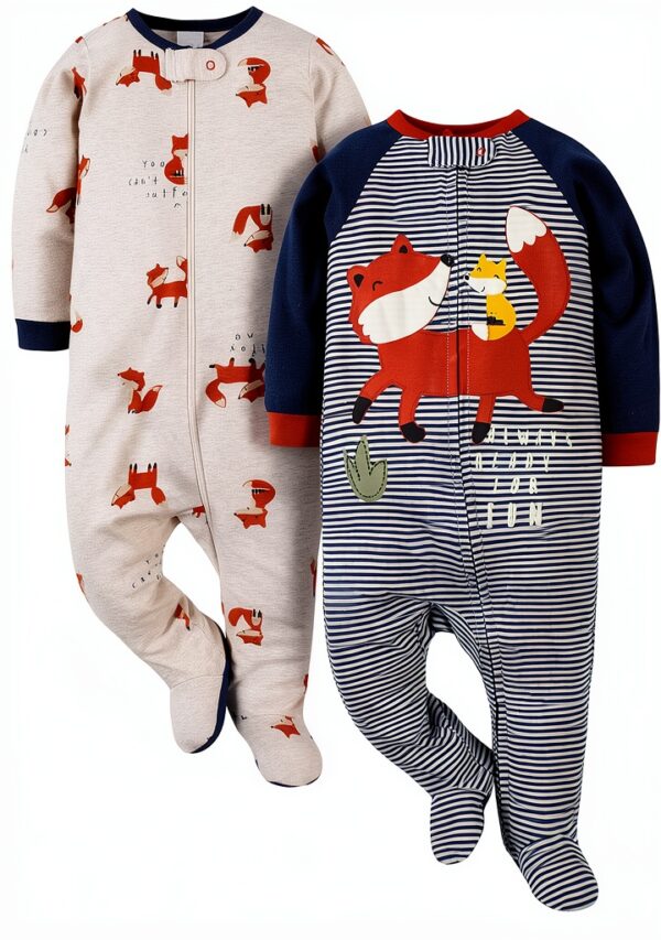 Gerber Baby Boys Sleep n Play Fox Print Zipper Pajamas-0