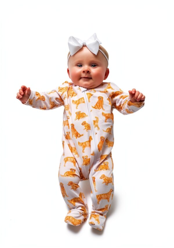 Golden Retriever Baby Sleeper Mud Pie Cotton Spandex Footed-3