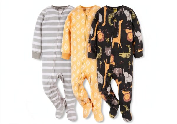 Gerber Baby Blanket Sleepers Cozy Footed Pajamas Safari-0