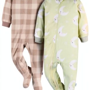 Gerber Baby Blanket Sleepers Cozy Footed Pajamas Moons-0
