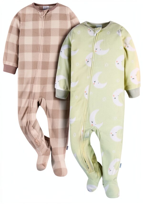 Gerber Baby Blanket Sleepers Cozy Footed Pajamas Moons-0