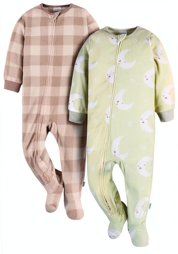 Gerber baby blanket sleeper in Moons color on a neutral background