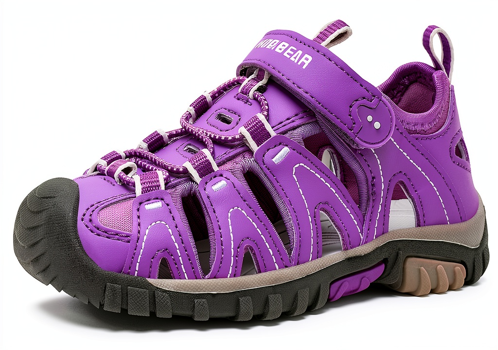Kids wearing sport sandals at the beach