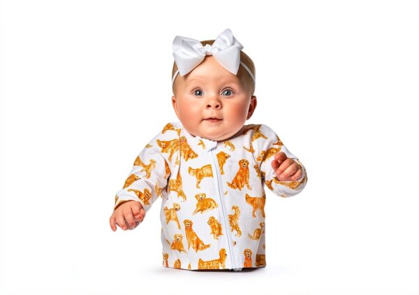 Golden Retriever Baby Sleeper Mud Pie Cotton Spandex Footed-4