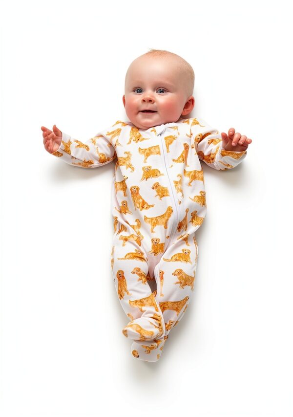 Golden Retriever Baby Sleeper Mud Pie Cotton Spandex Footed-6
