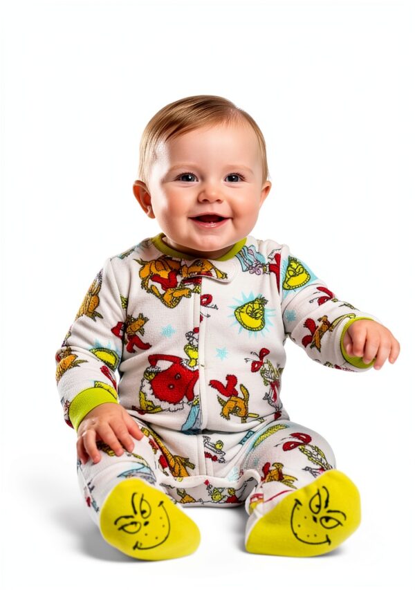 Grinch Baby Sleeper 100 Polyester Fleece Zipper Guard-1