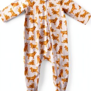 Golden Retriever Baby Sleeper Mud Pie Cotton Spandex Footed-0