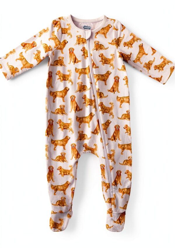 Golden Retriever Baby Sleeper Mud Pie Cotton Spandex Footed-0