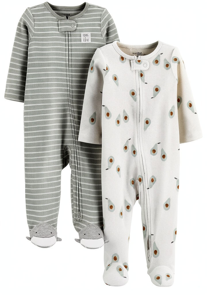 Carter's baby sleeper in a playful print on a neutral background