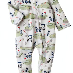 Mud Pie Baby Boys Cotton Sleeper Golf Print Zipper Front-0