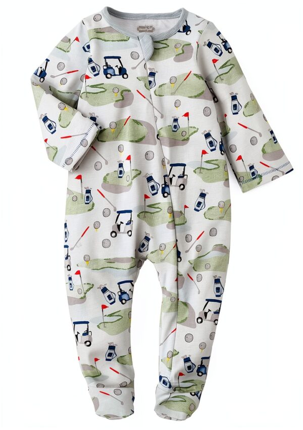 Mud Pie Baby Boys Cotton Sleeper Golf Print Zipper Front-0