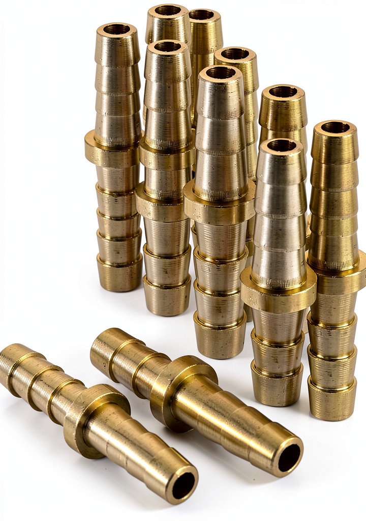 HARFINGTON brass barb fittings displayed with hoses and tools