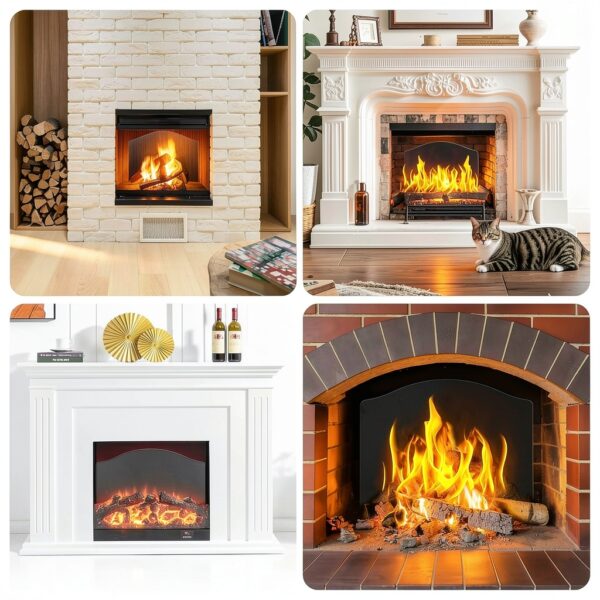 SRIWATANA Iron Fireplace Back Plate 22in Black-8