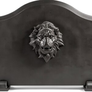 Permade Lion Iron Fireplace Back Plate 19.5in Powder Coated-0