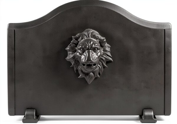Permade Lion Iron Fireplace Back Plate 19.5in Powder Coated-0