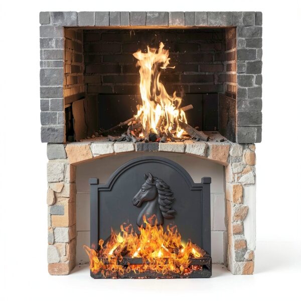 Fireplace Back Plate G GOOD GAIN Cast Iron Black 19.5" x 16.2" Modern-6