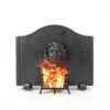 Permade Lion Iron Fireplace Back Plate 19.5in Powder Coated-6