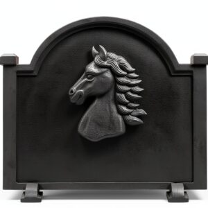 Fireplace Back Plate G GOOD GAIN Cast Iron Black 19.5" x 16.2" Modern-0