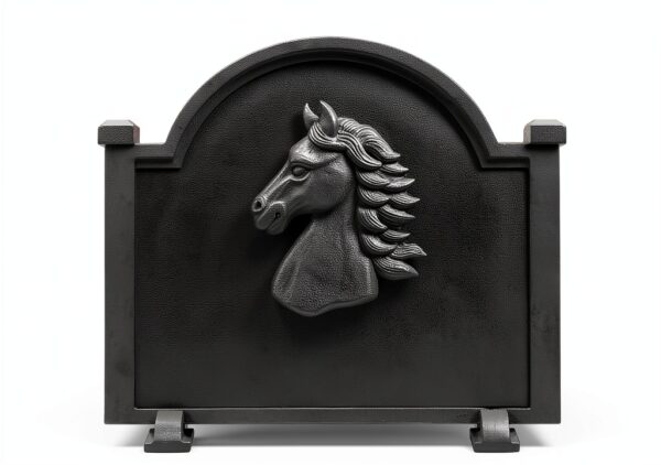Fireplace Back Plate G GOOD GAIN Cast Iron Black 19.5" x 16.2" Modern-0