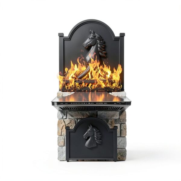 Fireplace Back Plate G GOOD GAIN Cast Iron Black 19.5" x 16.2" Modern-1