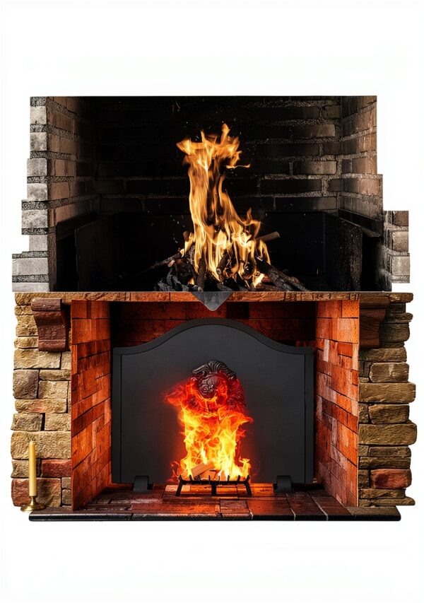 Permade Lion Iron Fireplace Back Plate 19.5in Powder Coated-4