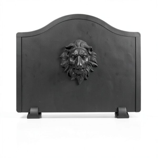 Permade Lion Iron Fireplace Back Plate 19.5in Powder Coated-2