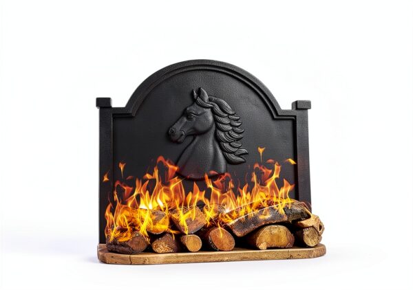 Fireplace Back Plate G GOOD GAIN Cast Iron Black 19.5" x 16.2" Modern-5