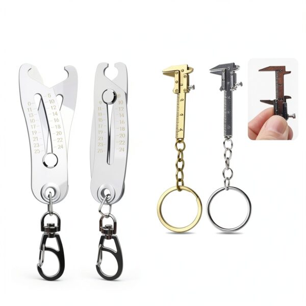 2PCS Bolt Size Finder Keychain, Thread Checker Keychain, Precision Metric and SAE Thread Size Checker Tool, Nut and Bolt Sizer with Vernier Caliper for Fast Hand Accurate Measurement-1
