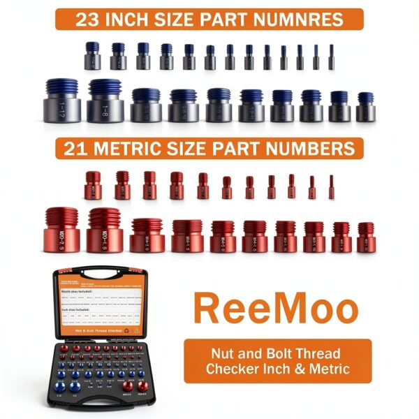 Nut and Bolt Thread Checker 44PCS by ReeMoo Stainless Steel Thread-1