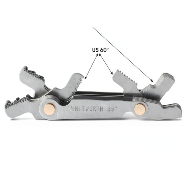 Professional Thread Gauge, 3-in-1 Thread Pitch Gauge: Metric 60°, Whitworth 55° & US SAE 60° Screw Gauge Set – Stainless Steel Thread Checker with Locking Device for Automotive, Workshop & Plumbing-4