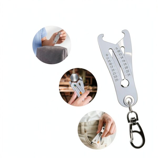 2PCS Bolt Size Finder Keychain, Thread Checker Keychain, Precision Metric and SAE Thread Size Checker Tool, Nut and Bolt Sizer with Vernier Caliper for Fast Hand Accurate Measurement-3