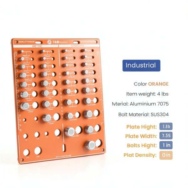 T&D 42 Holes Nut and Bolt Thread Checker Inch Gauge 8 Drill Bits-1