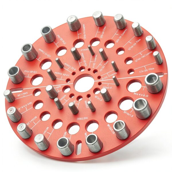 Nut and Bolt Thread Checker - 30 Standard and Metric Bolt Size Finder Bolt and Nut Identifier 15 Standard & 15 Metric Portable Thread Identifier Gauge with Hanging Hole (Circle Shape)-6