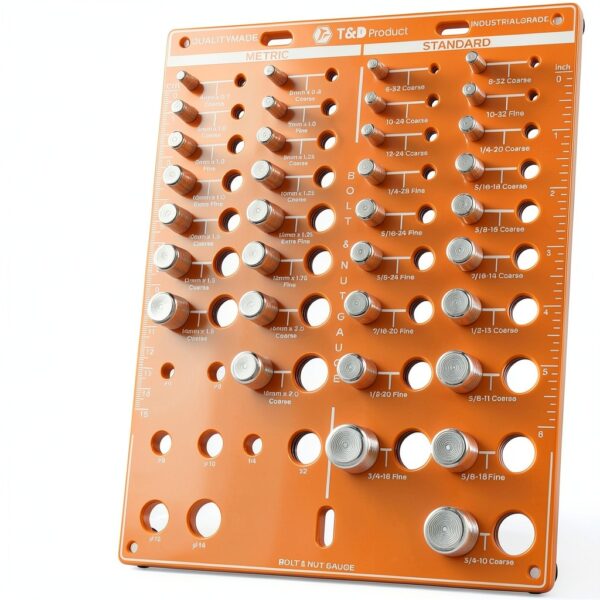 T&D 42 Holes Nut and Bolt Thread Checker Inch Gauge 8 Drill Bits-0