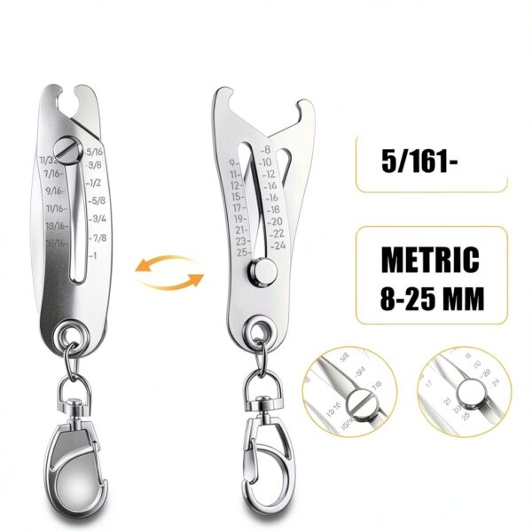 Portable Bolt Size Finder RDGXAED 2PCS Thread Gauge Keychain Stainless-3