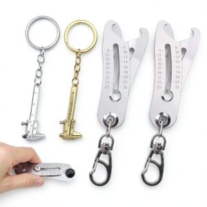 2PCS Bolt Size Finder Keychain, Thread Checker Keychain, Precision Metric and SAE Thread Size Checker Tool, Nut and Bolt Sizer with Vernier Caliper for Fast Hand Accurate Measurement-0