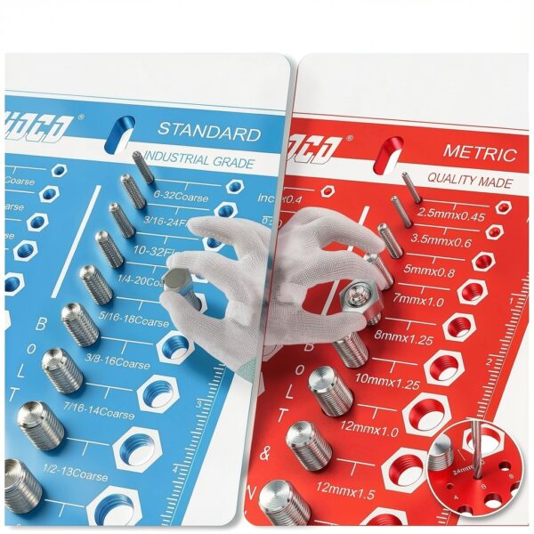 Nut and Bolt Thread Checker PUIOCO 62‑Size Standard & Metric Gauge-2