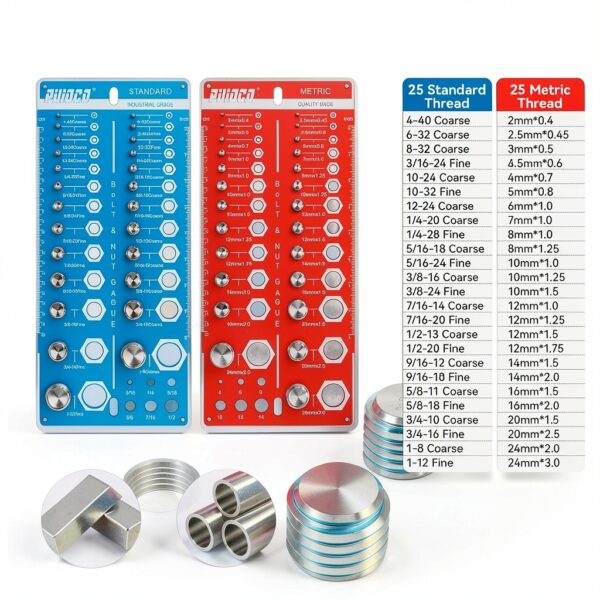 Nut and Bolt Thread Checker PUIOCO 62‑Size Standard & Metric Gauge-1