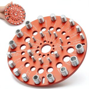 Nut and Bolt Thread Checker - 30 Standard and Metric Bolt Size Finder Bolt and Nut Identifier 15 Standard & 15 Metric Portable Thread Identifier Gauge with Hanging Hole (Circle Shape)-0